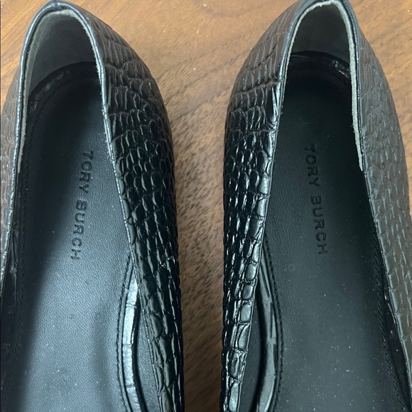 Tory Burch Black Embossed Loafers - Picture 2 of 5